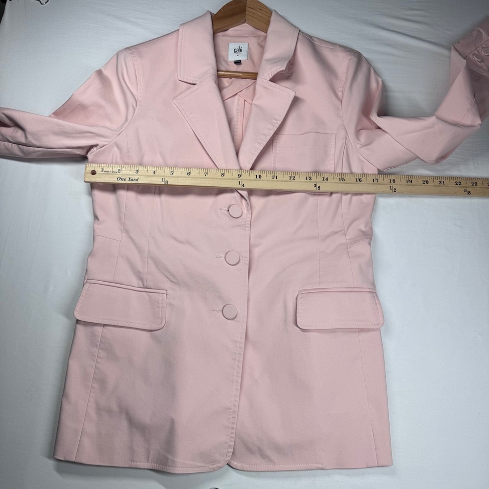 Cabi Grace Blazer 4 Carnation Pink Preppy Career Casual Stretch Cotton Excellent - Picture 4 of 13